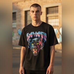 DOM Savage Black Panther Graphic T-Shirt size mens large urban wear